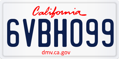CA license plate 6VBH099
