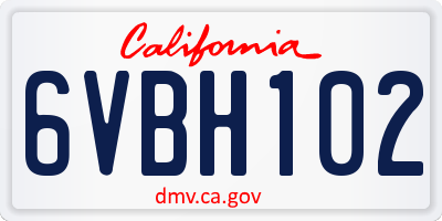 CA license plate 6VBH102