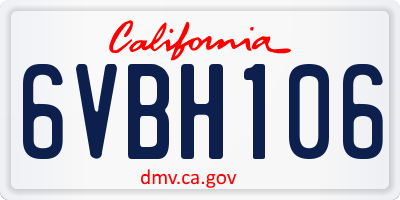 CA license plate 6VBH106