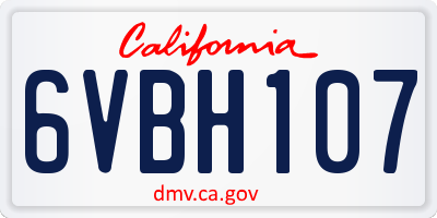 CA license plate 6VBH107