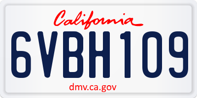 CA license plate 6VBH109