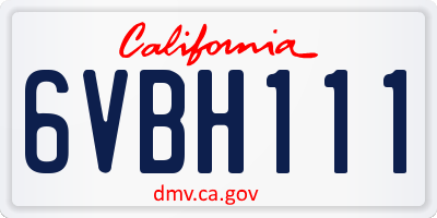CA license plate 6VBH111