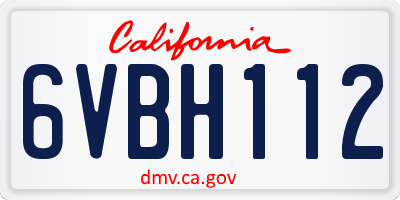 CA license plate 6VBH112