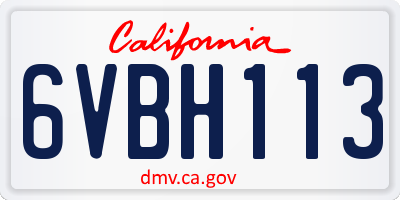 CA license plate 6VBH113
