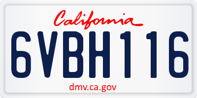 CA license plate 6VBH116