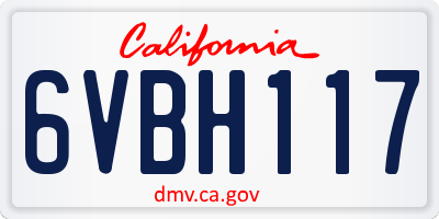 CA license plate 6VBH117