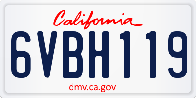 CA license plate 6VBH119