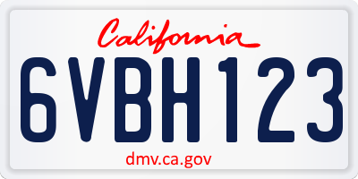 CA license plate 6VBH123