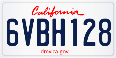 CA license plate 6VBH128