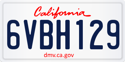 CA license plate 6VBH129