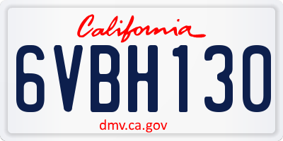 CA license plate 6VBH130
