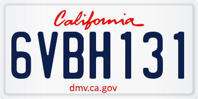CA license plate 6VBH131