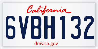 CA license plate 6VBH132