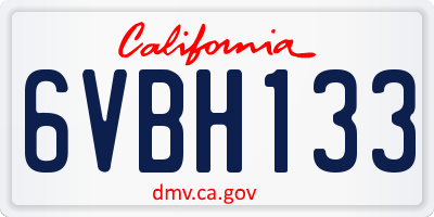 CA license plate 6VBH133