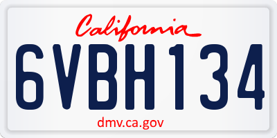 CA license plate 6VBH134