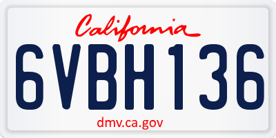 CA license plate 6VBH136