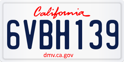 CA license plate 6VBH139