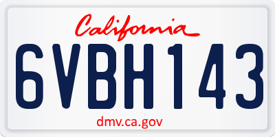 CA license plate 6VBH143