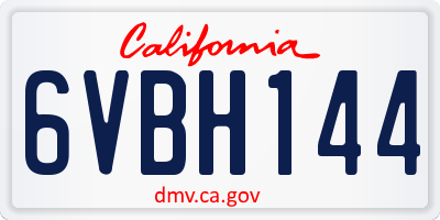 CA license plate 6VBH144