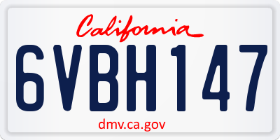 CA license plate 6VBH147