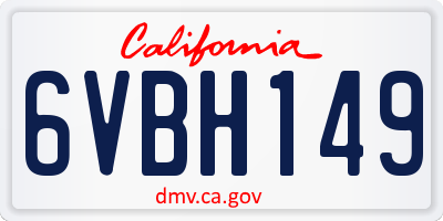 CA license plate 6VBH149