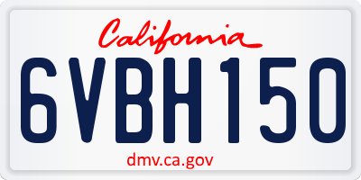 CA license plate 6VBH150