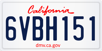 CA license plate 6VBH151