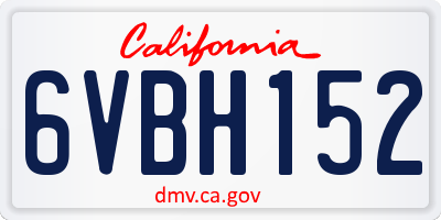 CA license plate 6VBH152