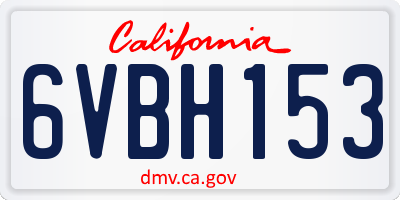 CA license plate 6VBH153