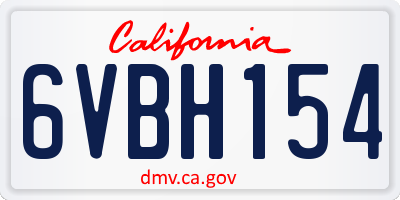 CA license plate 6VBH154