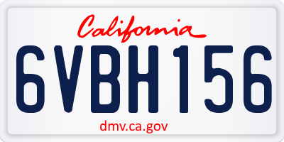 CA license plate 6VBH156