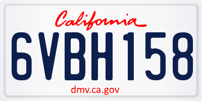 CA license plate 6VBH158