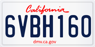 CA license plate 6VBH160