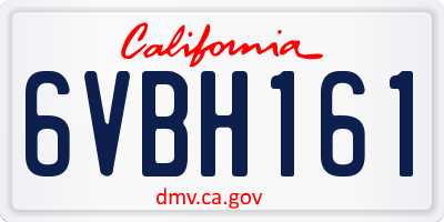 CA license plate 6VBH161