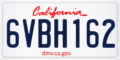 CA license plate 6VBH162