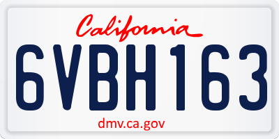 CA license plate 6VBH163