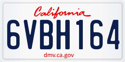 CA license plate 6VBH164