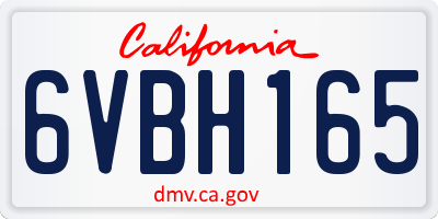 CA license plate 6VBH165