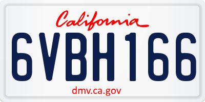 CA license plate 6VBH166