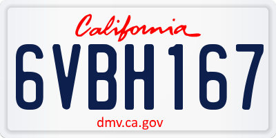 CA license plate 6VBH167
