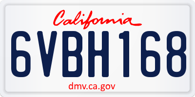 CA license plate 6VBH168