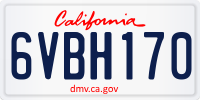 CA license plate 6VBH170