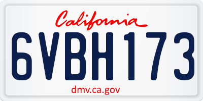 CA license plate 6VBH173