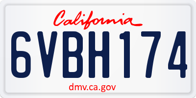 CA license plate 6VBH174