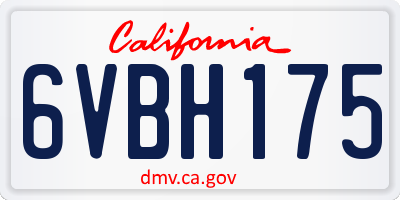 CA license plate 6VBH175