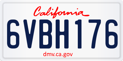 CA license plate 6VBH176