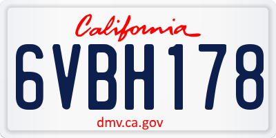CA license plate 6VBH178