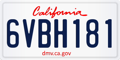 CA license plate 6VBH181
