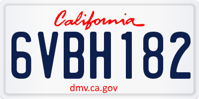 CA license plate 6VBH182