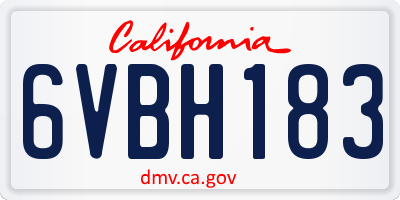 CA license plate 6VBH183